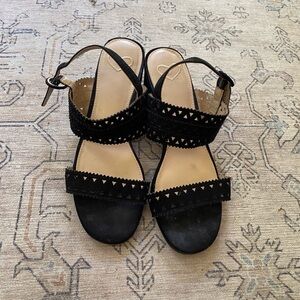 Madeline Black Sandals with Triangle Cutouts